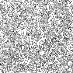 Fototapeta premium Seamless pattern with beauty and cosmetics