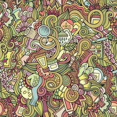 Naklejka premium Seamless pattern with beauty and cosmetics background