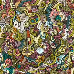 Cartoon hand-drawn Doodles on the subject of cosmetic 