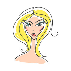head glamorous girl cartoon