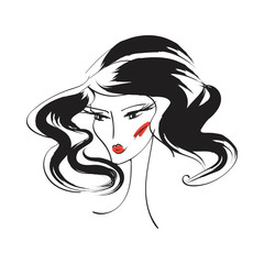 head glamorous girl cartoon