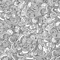 Seamless doodles abstract fast food pattern