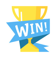 Win sign with colour confetti vector paper illustration. Success luck message contest promotion win text. Banner competition award lucky lottery word win text. Shop or web site reward gamble champion