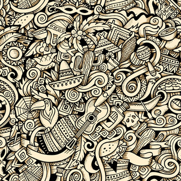 Cartoon hand-drawn Doodles on the subject of Latin American