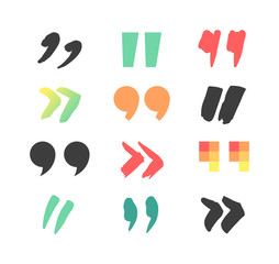 Quote sign icon text concept message bubble dialog symbol. Vector quotation mark symbol. Double quotes sign end of words. Circle buttons quote sign graphic talk double inverted label.