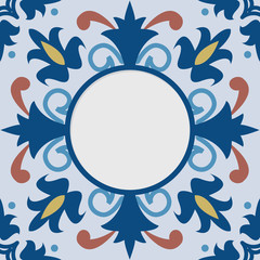 Fototapeta na wymiar Frame with decorative tile background.