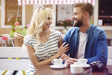 Couple met to drink good coffee