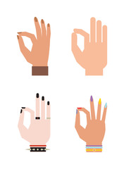 Okey hand success symbol, ok hand yes agreement. Ok hand signal business human agree. Best approval accept. Silhouette of hand showing symbol Ok finger thumb vector illustration.