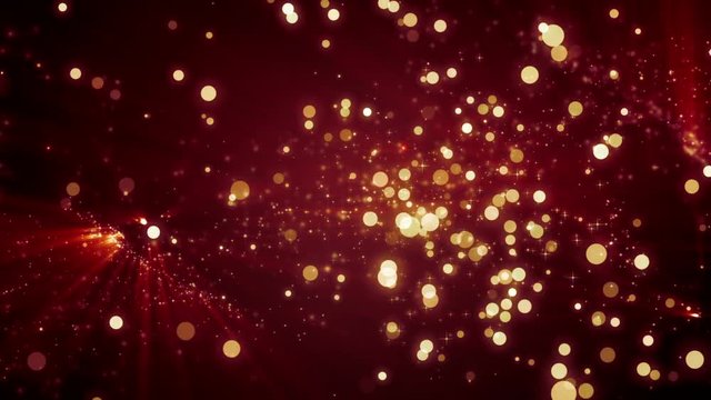 Particles red in motion with the Rays. Explosion star, energy burst. Loop Background Animation.