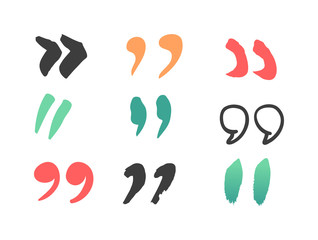 Quote sign icon text concept message bubble dialog symbol. Vector quotation mark symbol. Double quotes sign end of words. Circle buttons quote sign graphic talk double inverted label.