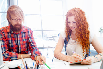 Co-workers working together