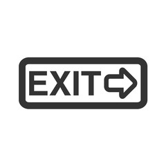 Exit inscription icon. Simple flat logo of exit sign on white background. Vector illustration.