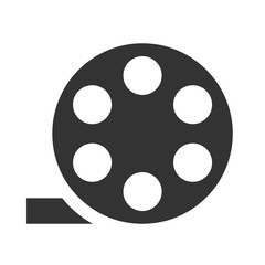 Film bobbin icon. Flat icon of retro style bobbin isolated on white background. Vector illustration.