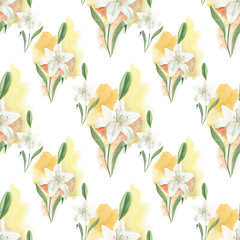 260_White lily watercolor illustration