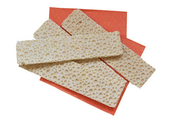 Isolated crispbreads top view - teasty and healthy meal.