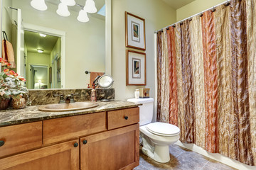 Modern bathroom interior with vanity cabinet