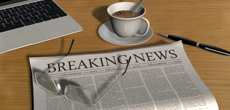 Zeitung auf Schreibtisch - Breaking News