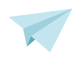 Paper toy plane isolated on white background. Cartoon toy plane vector. Toy plane origami paper airplane and retro flight travel symbol. Free dreams, imagination concept.