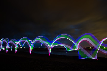 LED light painting abstract background