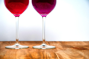 Wine glass on a wooden table