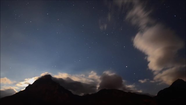 Night, stars in the sky. Moves the moon. time lapse