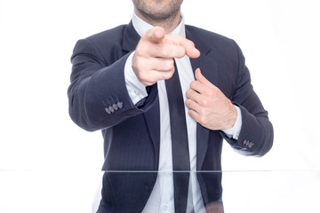Businessman pointing at you 