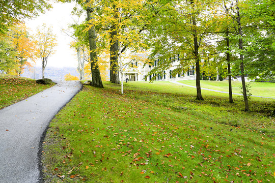 Manchester, Vermont - November 3, 2012: Road to Hildene, the Lincoln Family Home