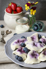 Dumplings with blueberries