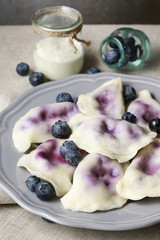 Dumplings with blueberries