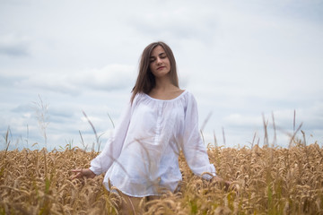 portrait of a beautiful girl on a background field