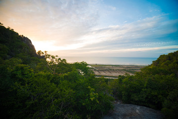 Sunrise in the tropical forest mountain