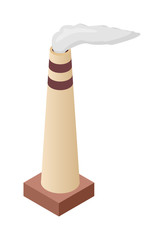 Isometric factory building vector icon. Industrial building infographic element isometric industrial factory, Some warehouse industrial symbol. Architecture house exterior cityscape