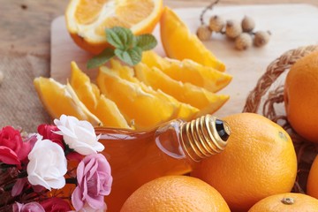 orange fruit with slices and juice delicious.