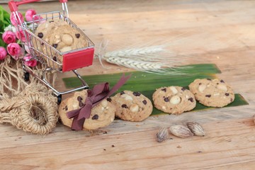 oatmeal cookies with chocolate and nuts is delicious.
