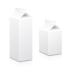 Milk and juice carton box packages blank white, Vector