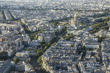 Fototapeta premium Paris, France - aerial city view with Invalides Palace. UNESCO World Heritage Site.