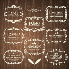 Doodle vector frame set.Ethnic Tribal style frame collection.