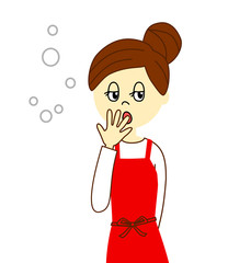 あくびをする主婦