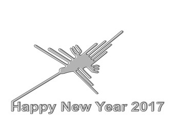 2017年 年賀状素材 ナスカの地上絵 Nazca Lines グレー