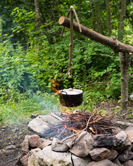 Cooking in caldron