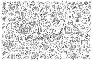 Sketchy vector hand drawn Doodle cartoon set of objects and symb