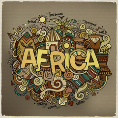 Africa hand lettering and doodles elements background