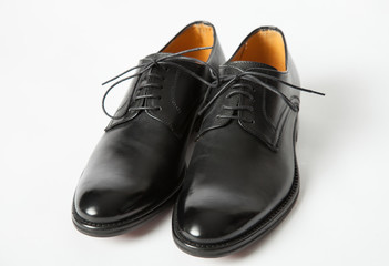 Black leather male shoes