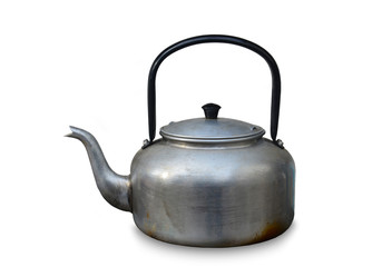 old tea kettle isolated on white background