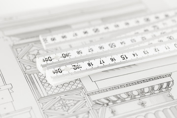 architectural drawing - detail column & folding ruler