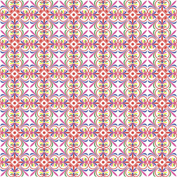 Seamless colorful vintage pattern on white background