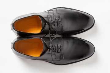 Black leather male shoes