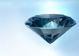 Fototapeta na wymiar shining crystal diamond on a blue background