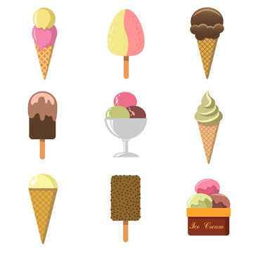 9 vector icons of ice cream
