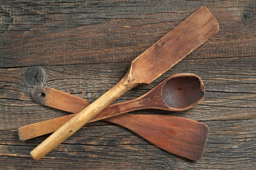 Vintage wooden kitchenware